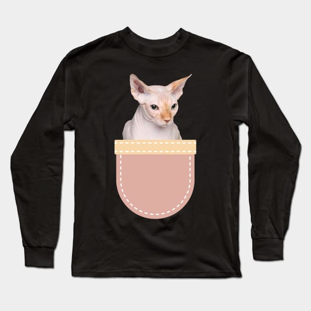 Sphynx Cat in Pocket Long Sleeve T-Shirt by leBoosh-Designs